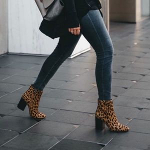 Vince Camuto Cheetah Cow Hair Booties Size 8/38